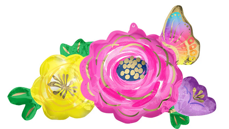 37" SuperShape Beautiful Flowers & Butterfly Foil Balloon