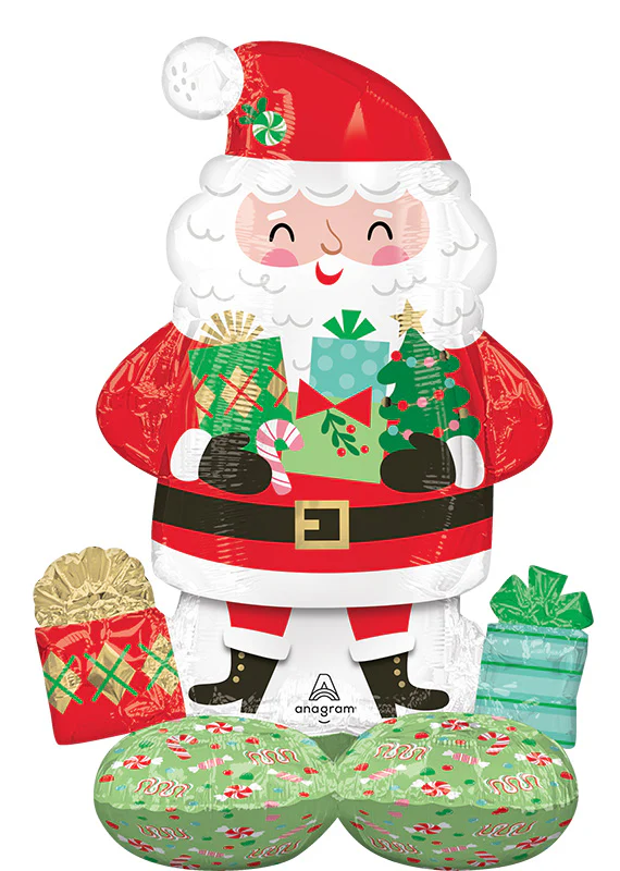 37" Airfill Only Consumer Inflatable: AirLoonz Junior Jolly Old Santa Foil Balloon