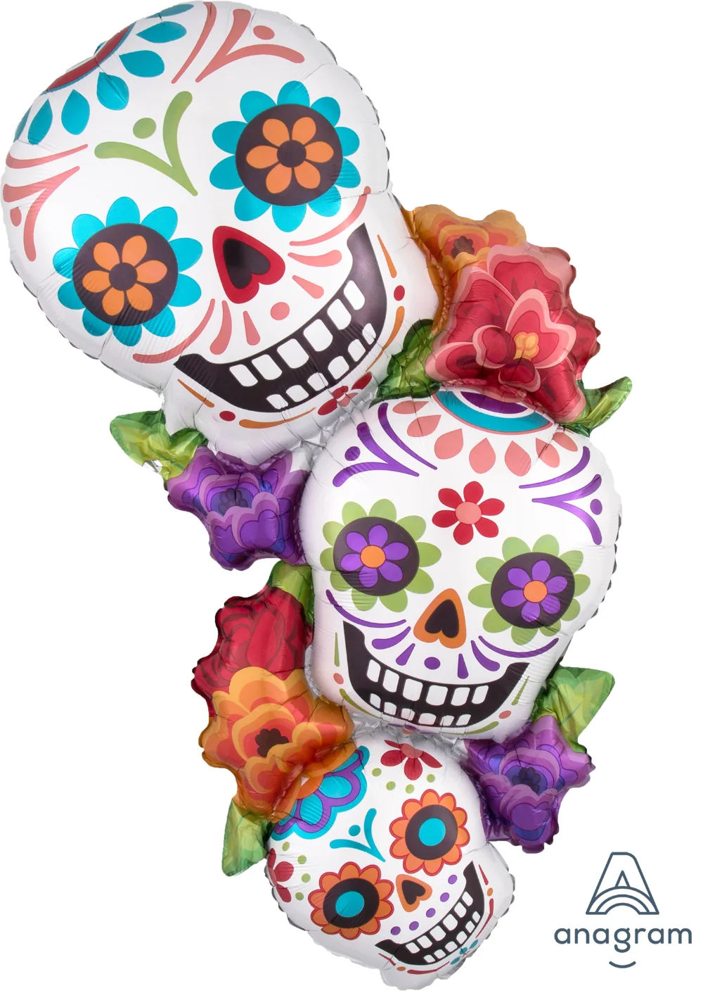 38" Jumbo Stacking Sugar Skulls Foil Balloon