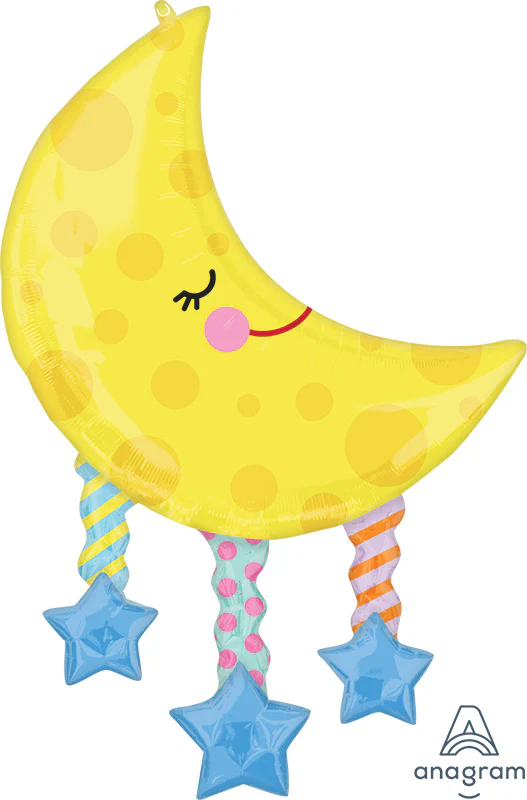 38" SuperShape Moon and Stars Foil Balloon