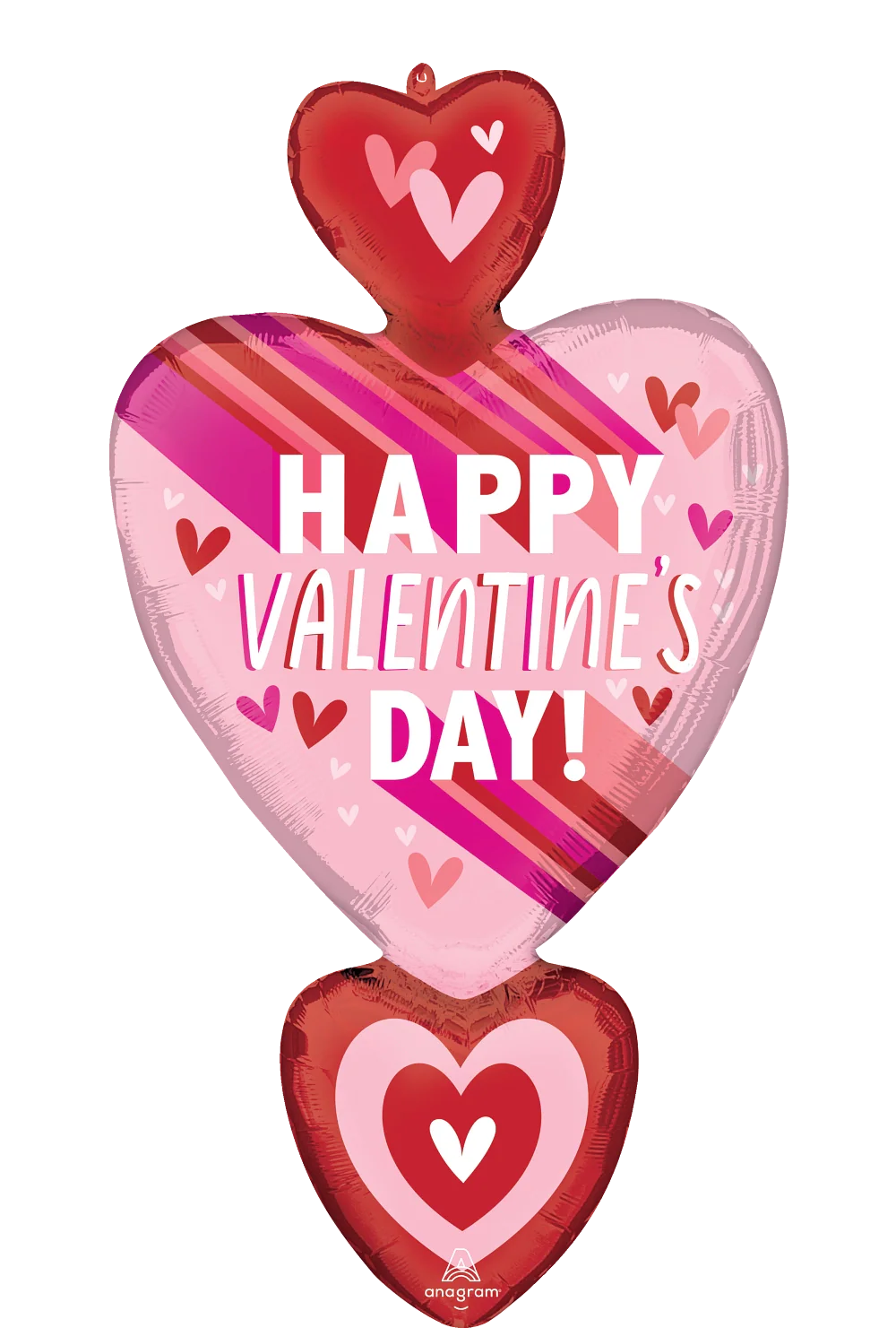 38" Jumbo Happy Valentines Day Hearts and Stripes Foil Balloon