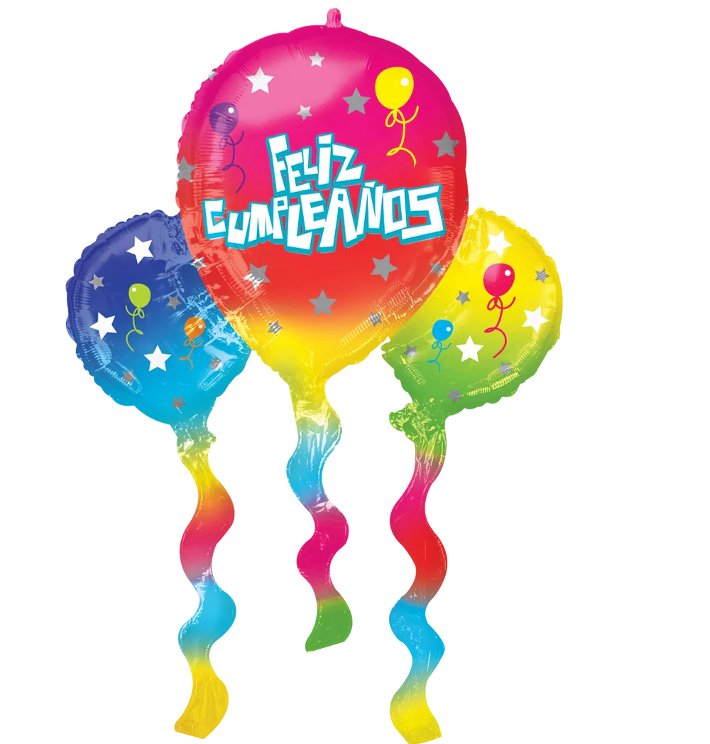 39" Jumbo Supershape Feliz Cumpleaños Remolino (Spanish) Foil Balloon