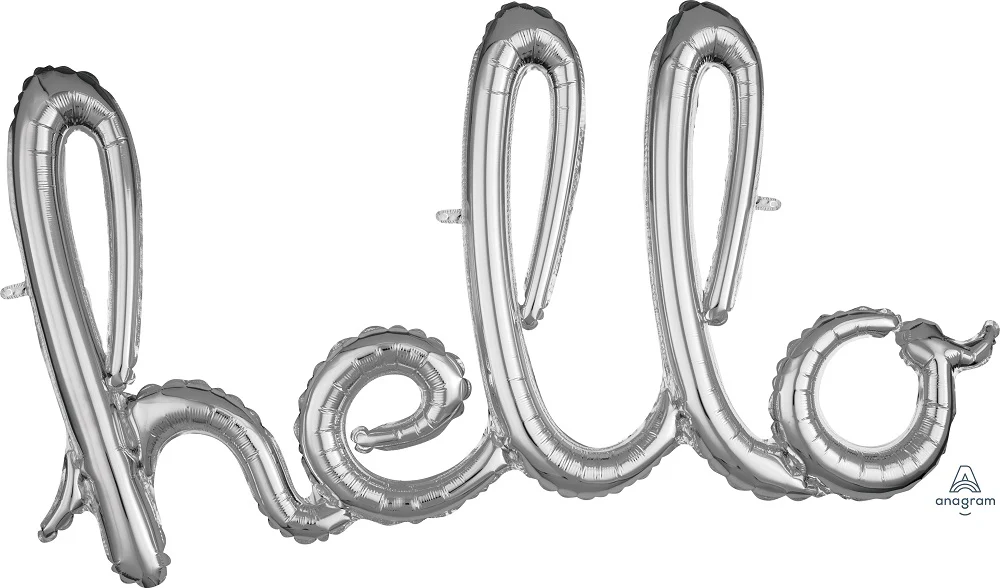 39" Airfill Only Script Phrase "Hello" Silver Foil Balloon