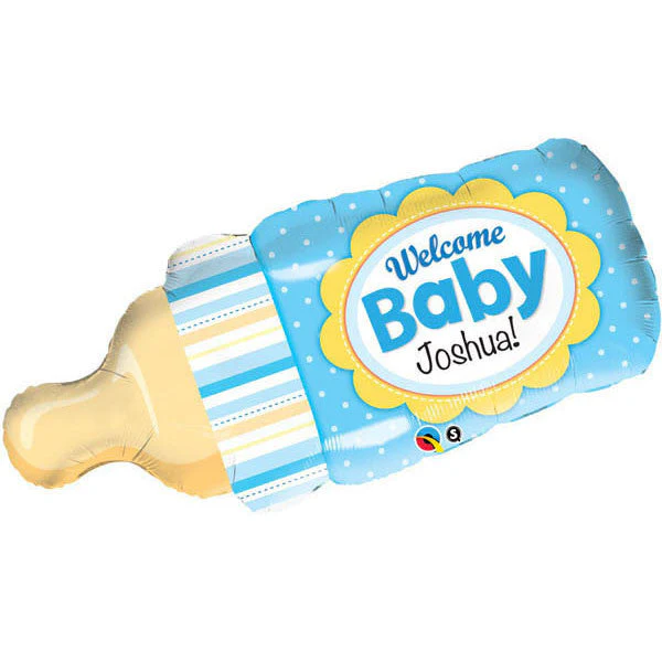 39" Welcome Baby Bottle Blue (Write Name with Marker) Balloon