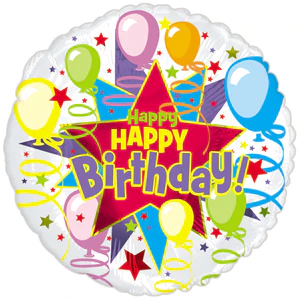 4.5" Airfill Only (Sticks Sold Separately) Foil Balloon Happy Birthday Starburst Balloons