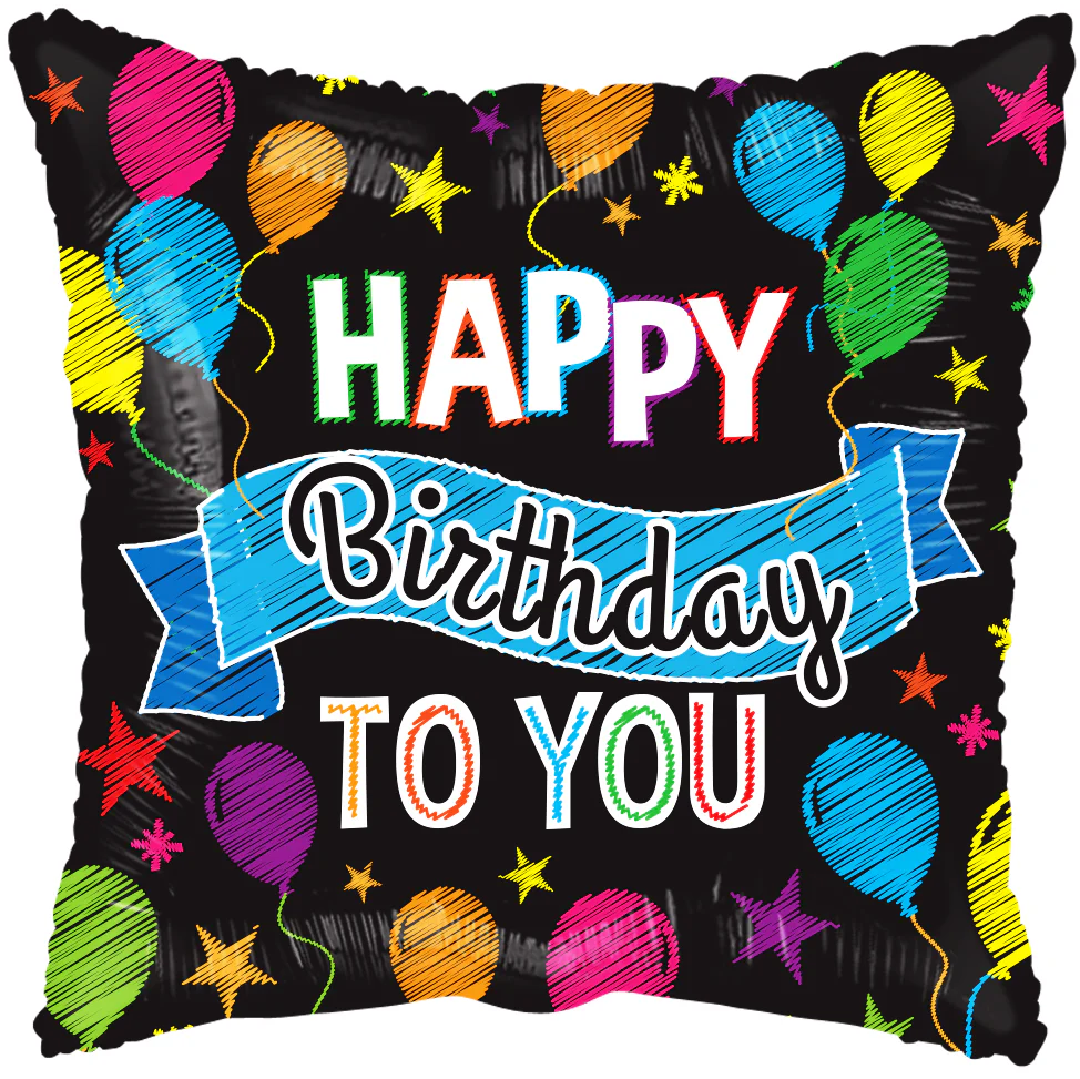 4" Airfill Only (Sticks Sold Separately) Birthday Balloons And Banner Square Foil Balloon