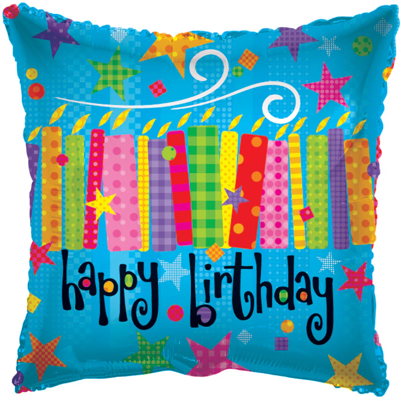 4" Airfill Only (Sticks Sold Separately) Birthday Square Many Candles Balloon