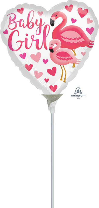 4" Airfill Only (Sticks Sold Separately) Flamingo Baby Girl Foil Balloon