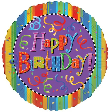 4" Airfill Only (Sticks Sold Separately) Happy Birthday Festive Balloon
