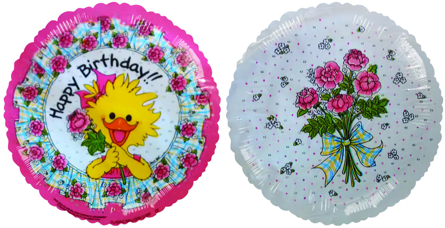 4" Airfill Only (Sticks Sold Separately) Happy Birthday Rose Suzi/Plaid Balloon