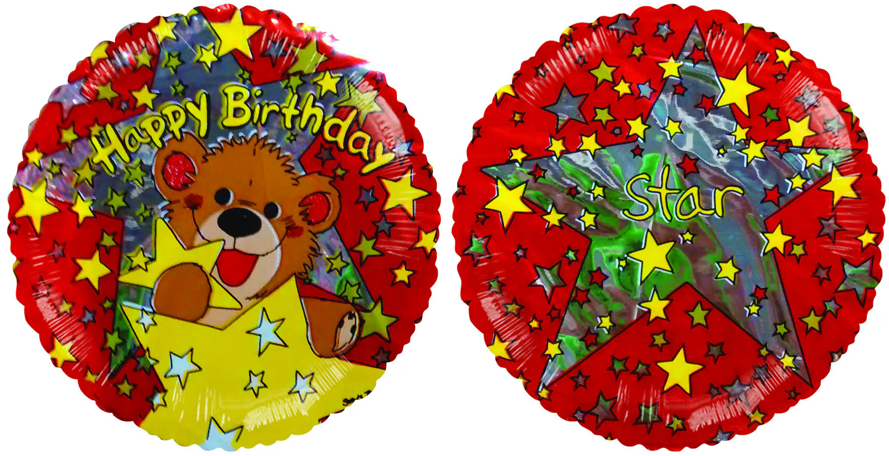 4" Airfill Only (Sticks Sold Separately) Happy Birthday Stars & Bear Balloon