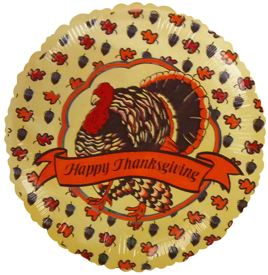 4" Airfill Only (Sticks Sold Separately) Happy Thanksgiving Turkey Yellow Balloon