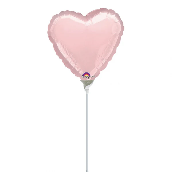 4" Airfill Only (Sticks Sold Separately) Heart Pastel Pink Heart Balloon
