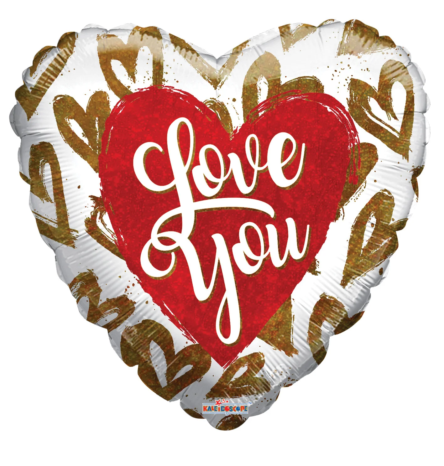 4" Airfill Only (Sticks Sold Separately) I Love You Golden Hearts Holographic Foil Balloon