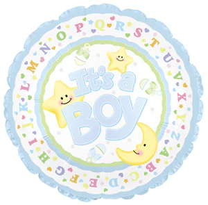 4" Airfill Only (Sticks Sold Separately) It's A Boy Moon & Stars Balloon