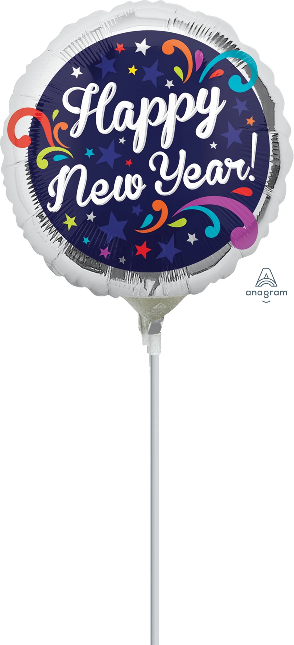 4" Airfill Only (Sticks Sold Separately) New Years Swirls Balloon