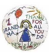 4" Airfill Only (Sticks Sold Separately) #1 Grandma Thanks/ Kids Balloon