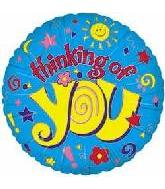 4" Airfill Only (Sticks Sold Separately) Thinking of You Blue Flower Fun Balloon