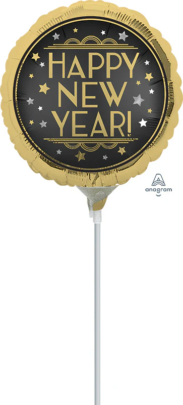 4" Airfill Only (Sticks Sold Separately) Vintage Satin New Year Foil Balloon