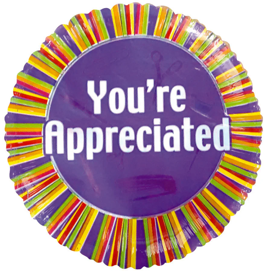 4" Airfill Only (Sticks Sold Separately) You're Appreciated Colorful Stripes Balloon