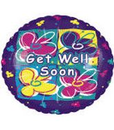 4" Floral Get Well Soon Purple Holo Airfill-Only Balloon (Sticks Sold Separately)