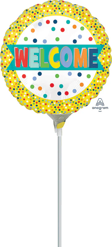 4" Welcome Lots of Dots Airfill Only (Sticks Sold Separately) Foil Balloon
