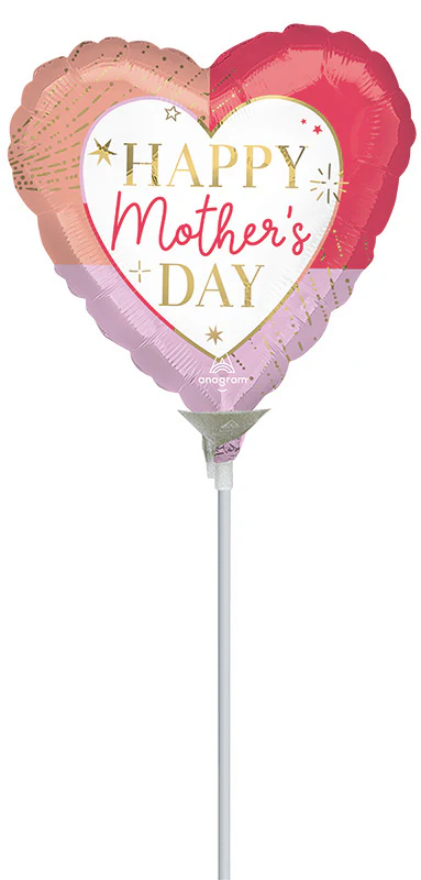 4"Airfill Only (Sticks Sold Separately) Colorful Mother's Day Foil Balloon