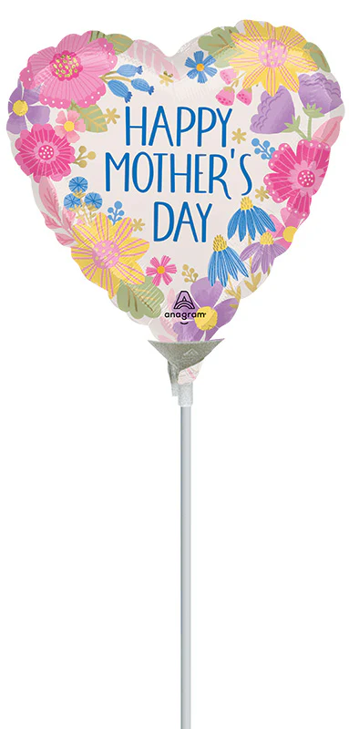 4" Airfill Only (Sticks Sold Separately) Happy Mother's Day Botanical Lines Foil Balloon