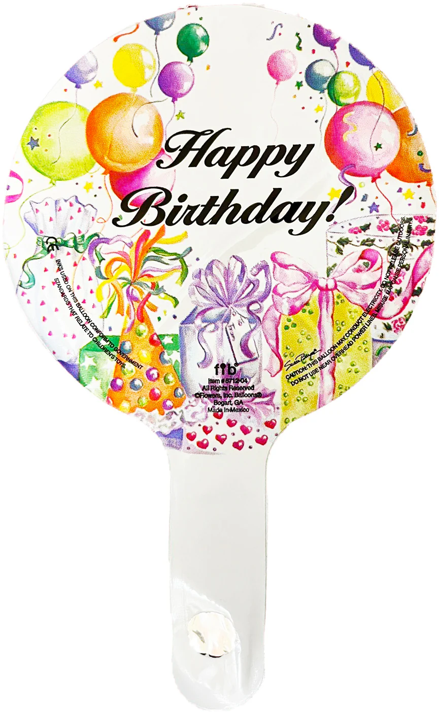 4" Airfill Only Requires Heat Sealing Happy Birthday Foil Balloon