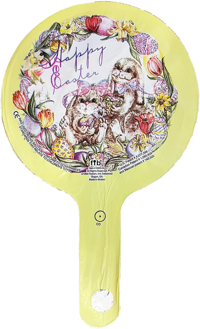 4" Airfill Only Requires Heat Sealing Happy Easter Foil Balloon