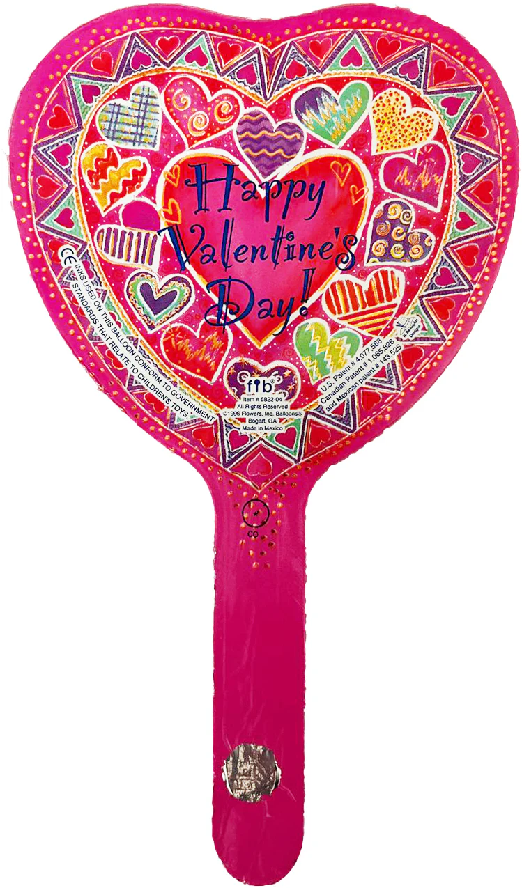 4" Airfill Only Requires Heat Sealing Happy Valentine's Day Foil Balloon