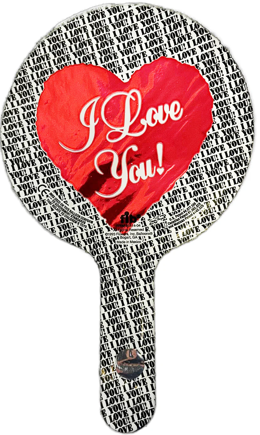 4" Airfill Only Requires Heat Sealing I love You Foil Balloon