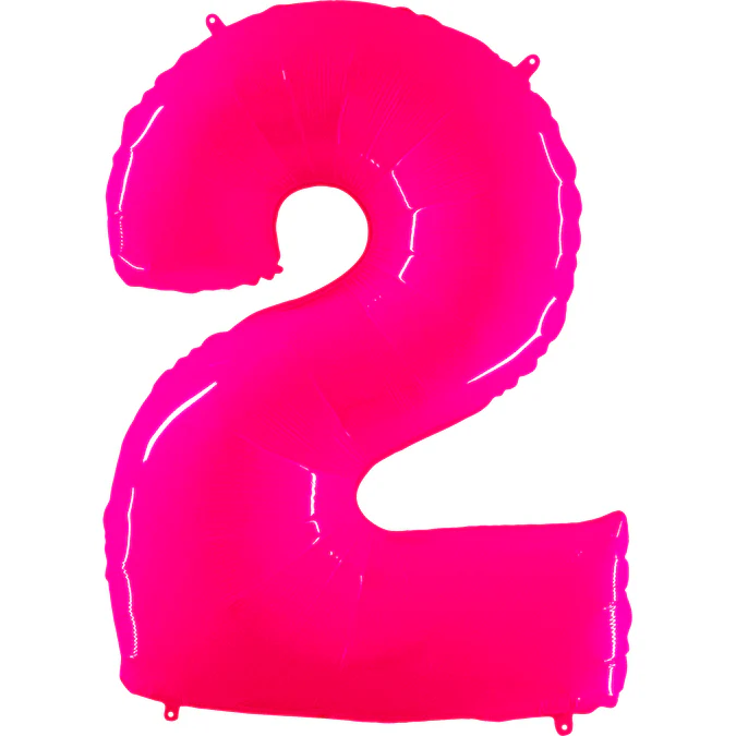 40" (34" Inflated) Foil Shape Balloon Number 2 Fluorescence Pink