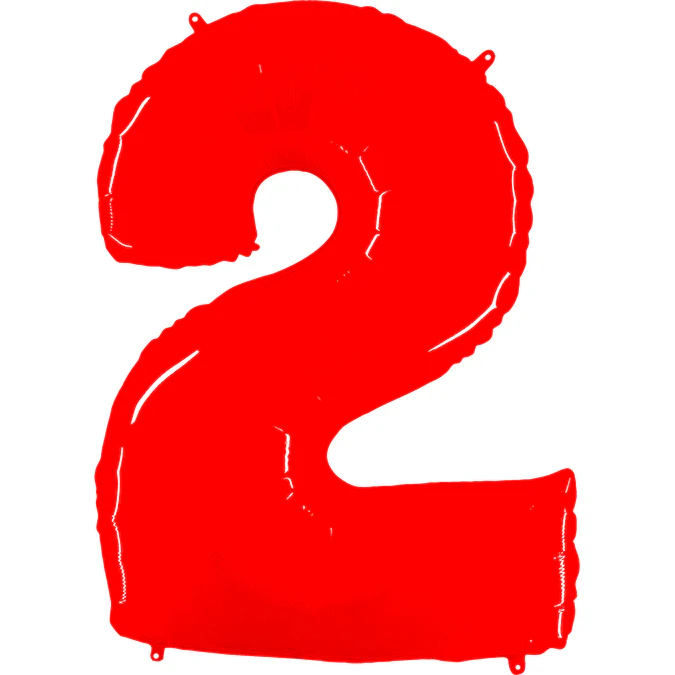 40" (34" Inflated) Foil Shape Balloon Number 2 Fluorescence Red