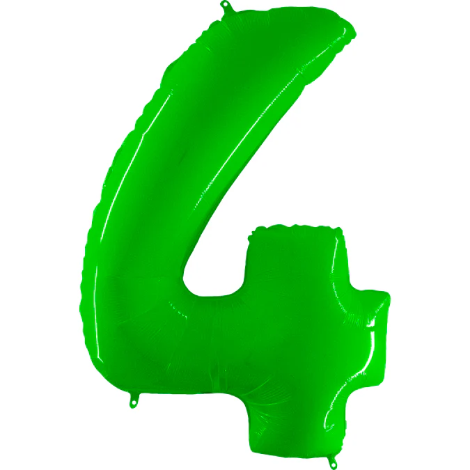 40" (34" Inflated) Foil Shape Balloon Number 4 Fluorescence Lime