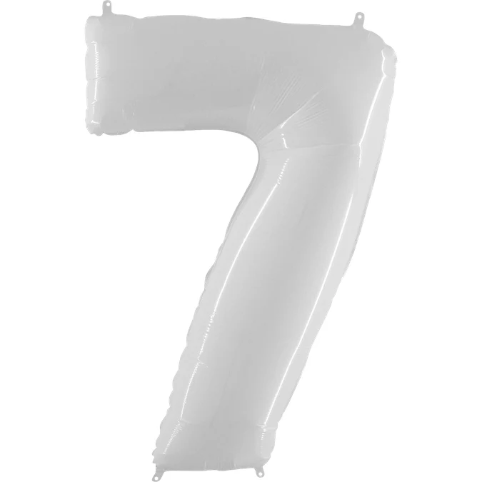 40" (34" Inflated) Foil Shape Balloon Number 7 Bright White