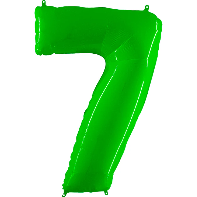 40" (34" Inflated) Foil Shape Balloon Number 7 Fluorescence Lime
