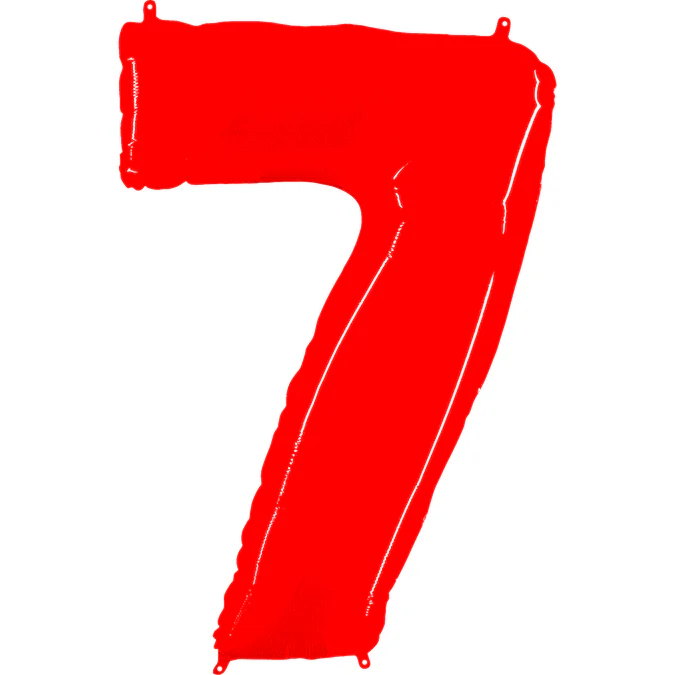 40" (34" Inflated) Foil Shape Balloon Number 7 Fluorescence Red