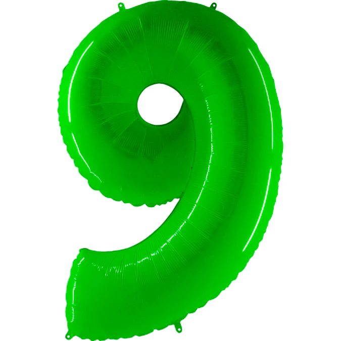 40" (34" Inflated) Foil Shape Balloon Number 9 Fluorescence Lime