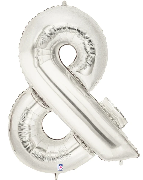 40" (34" Inflated) Foil Shape Balloon Silver Ampersand Megaloons