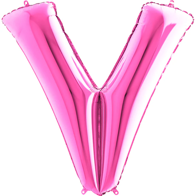 40" (34" Inflated) Foil Shape Megaloon Balloon Letter V Fuchsia/Pink