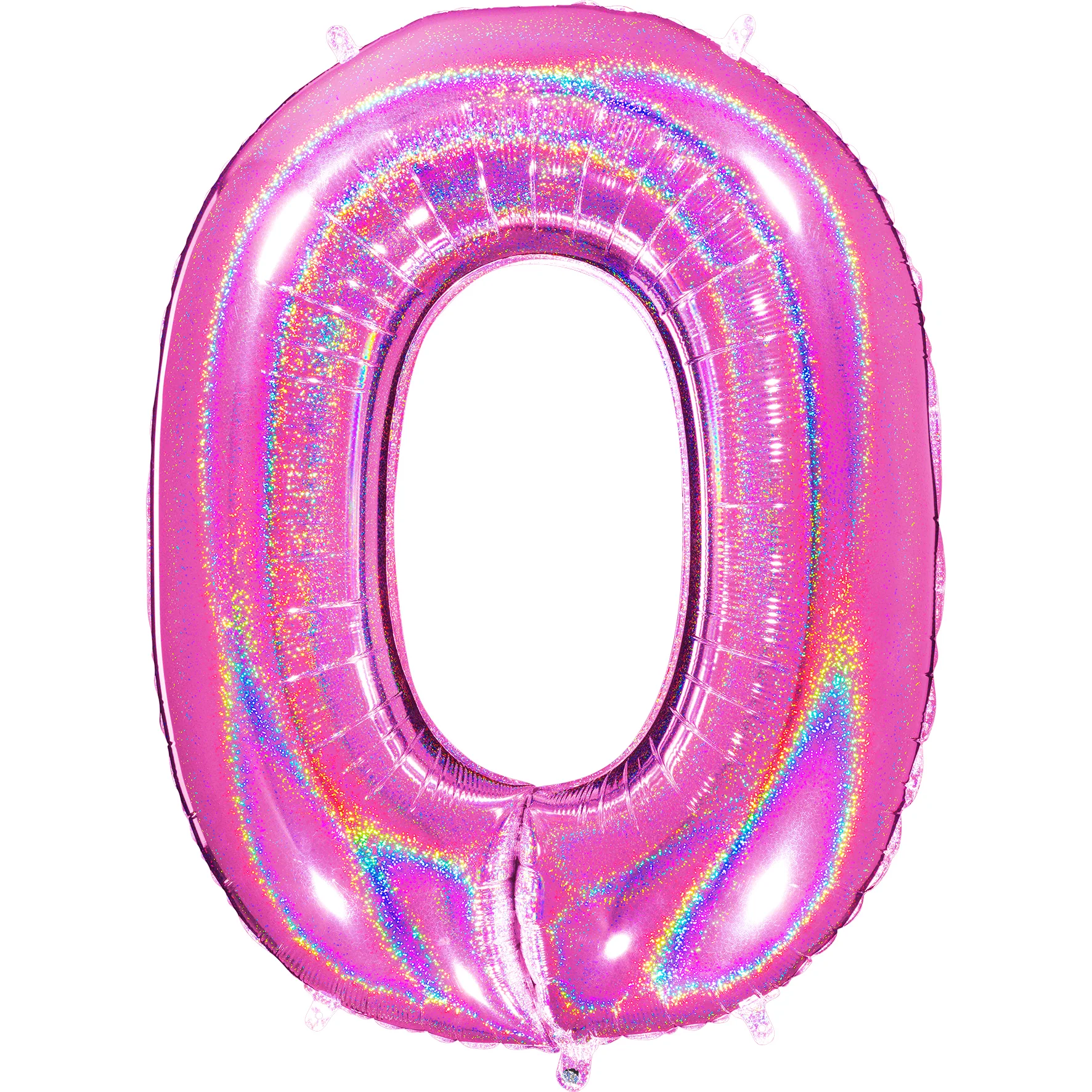 40" (34" Inflated) Number "0" Fucshia Glitter Holographic Balloons