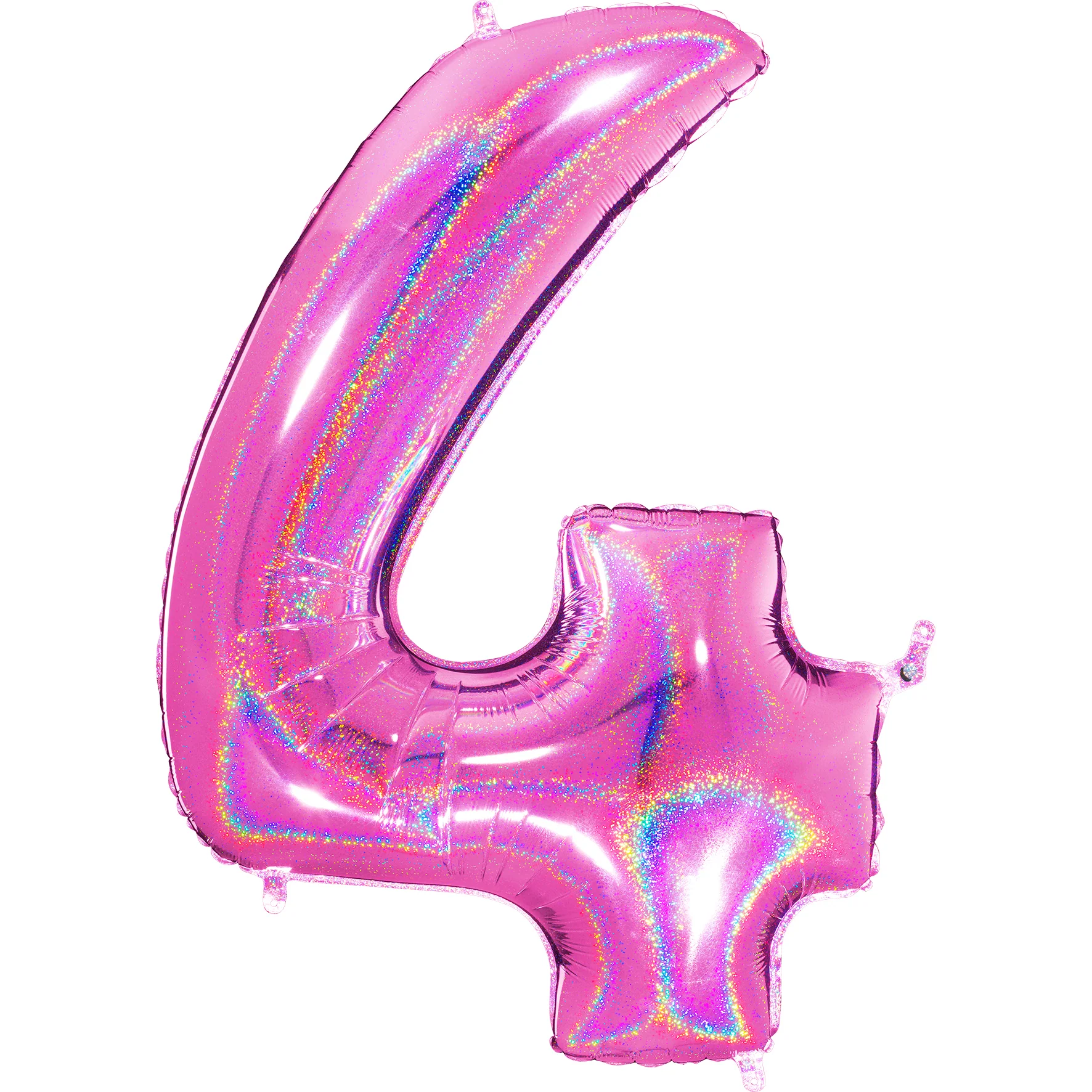 40" (34" Inflated) Number "4" Fucshia Glitter Holographic Balloons