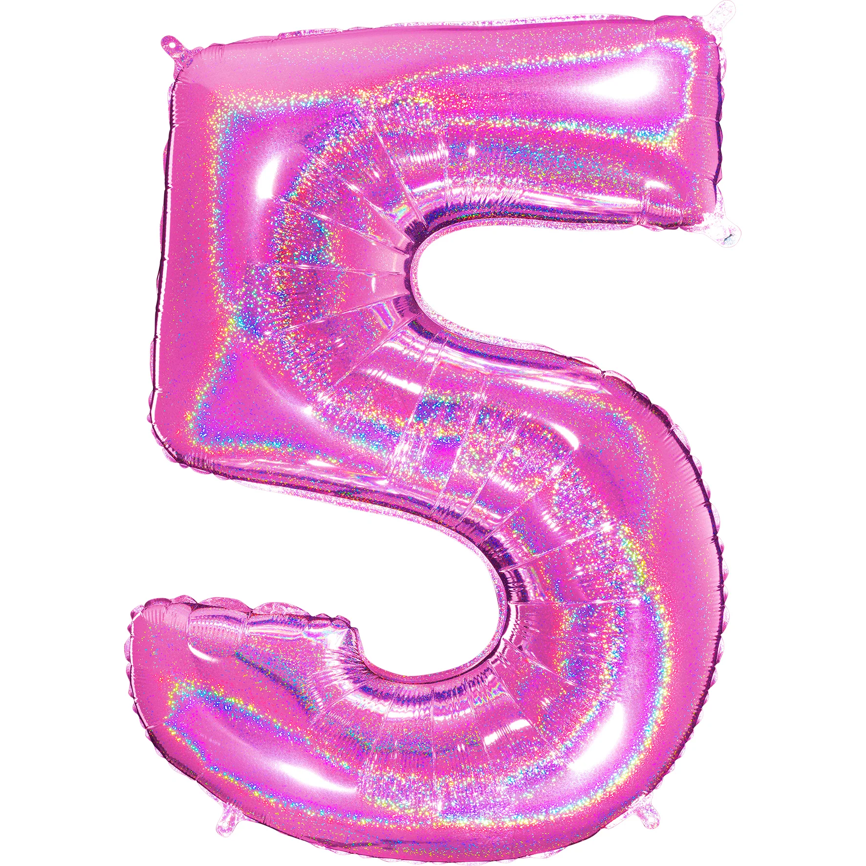 40" (34" Inflated) Number "5" Fucshia Glitter Holographic Balloons