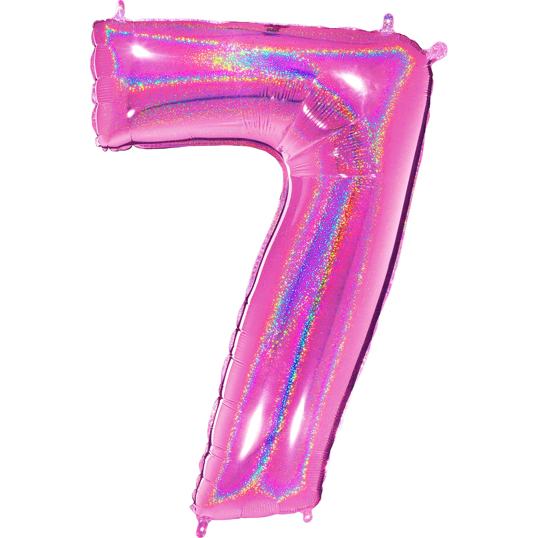 40" (34" Inflated) Number "7" Fucshia Glitter Holographic Balloons