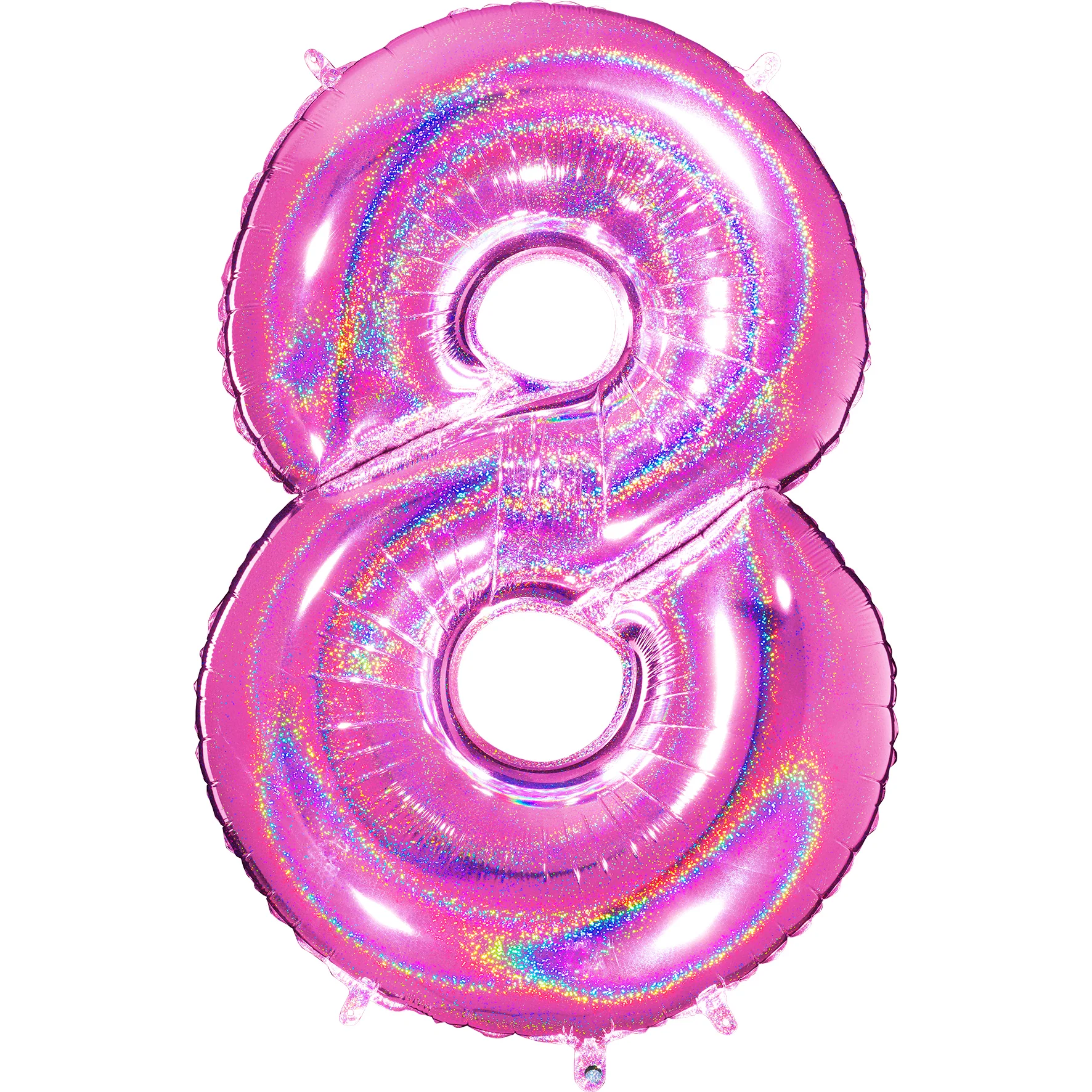 40" (34" Inflated) Number "8" Fucshia Glitter Holographic Balloons
