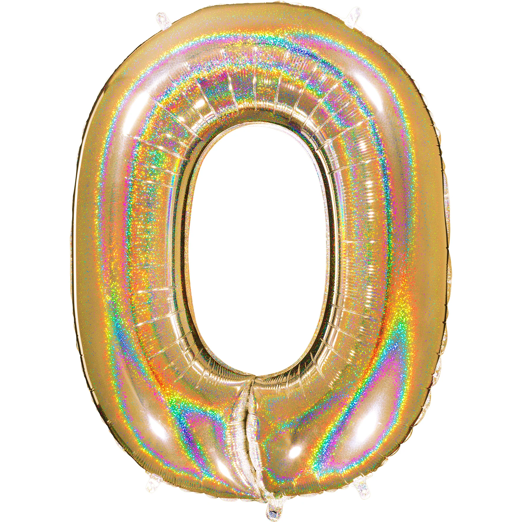 40" (34" Inflated) Number "0" Gold Glitter Holographic Balloons