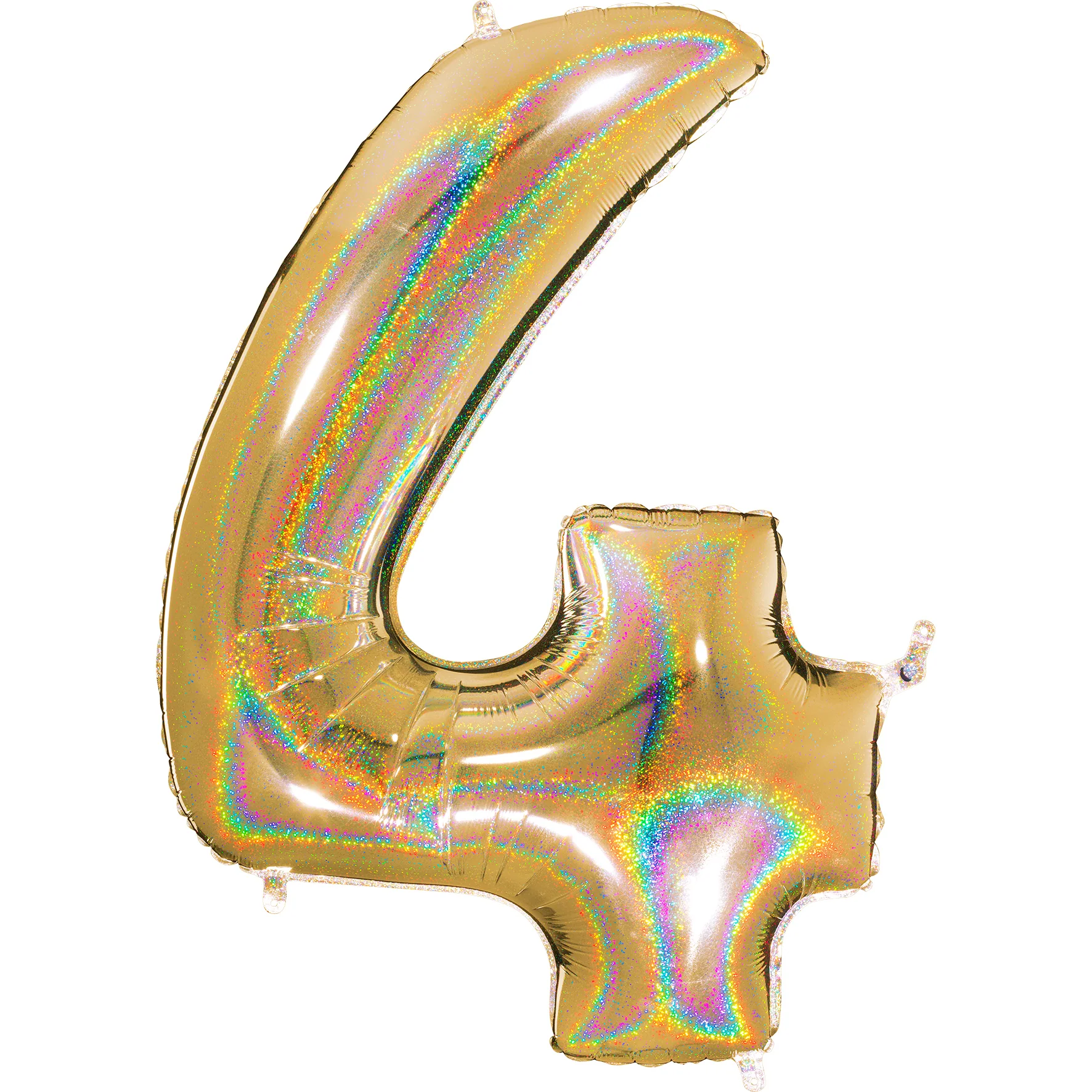 40" (34" Inflated) Number "4" Gold Glitter Holographic Balloons