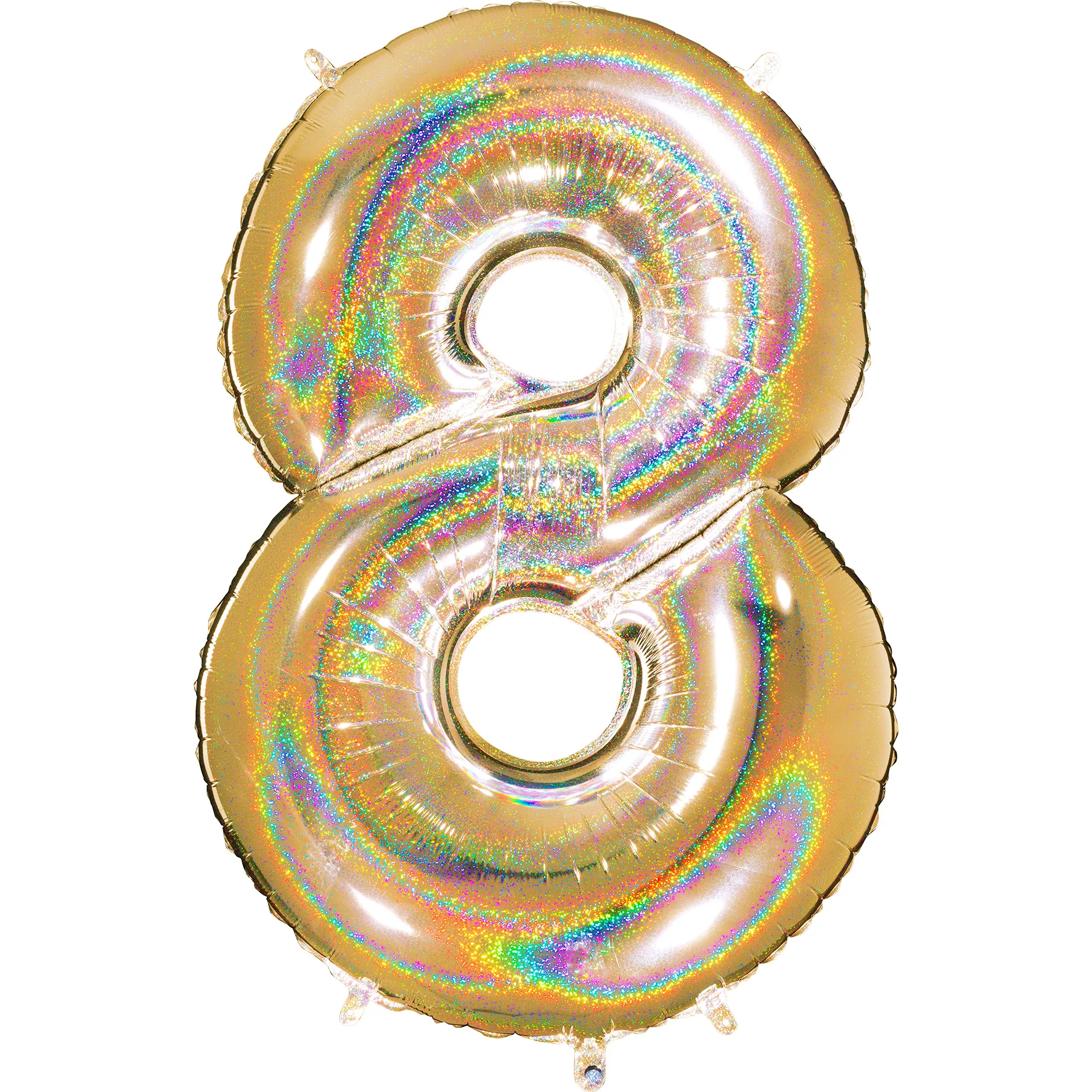 40" (34" Inflated) Number "8" Gold Glitter Holographic Balloons