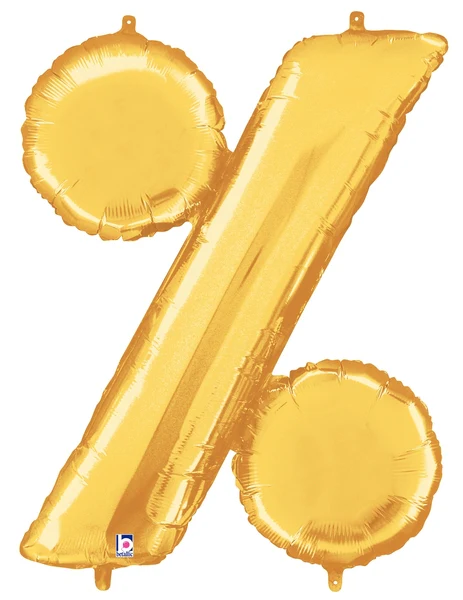 40" (34" Inflated) Megaloon Foil Balloon Percentage Symbol ( % ) Gold